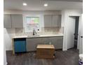 Bright kitchen features gray cabinets, white countertops, and a modern backsplash at 388 Sargent Se Dr, Atlanta, GA 30315