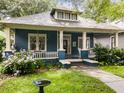 Inviting blue house with well-maintained lawn and cozy front porch at 120 Warren Ne St, Atlanta, GA 30317