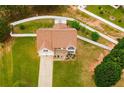 Aerial view of the home showing the large lot with mature trees and landscaping at 13347 Henderson Ct, Hampton, GA 30228