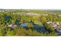 Aerial view showcasing community amenities including a pool, tennis courts, and lush green surroundings at 235 Laurel Vista Dr, Canton, GA 30114