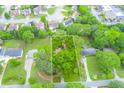 Aerial view of a home nestled among lush green trees in a quiet residential neighborhood at 4147 Suzanne Ln, Duluth, GA 30096