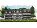 Rendering of a row of gray townhomes with covered porches, set in landscaped yards at 1975 Flying Scotsman Dr # 18, Kennesaw, GA 30144