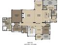Main level floor plan featuring an owner's suite, living room, kitchen, dining room, and covered porch at 1210 Mayfield Rd, Milton, GA 30009