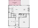 First floorplan featuring an open kitchen, dining room, great room, and a 2-car garage at 3311 Burkston Pl, Buford, GA 30519