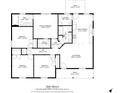 Detailed floorplan shows dimensions of the bedrooms, bathrooms, eat-in kitchen, laundry room, and living room at 130 Williams Rd, Villa Rica, GA 30180
