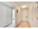 Neutral-toned hallway with multiple doors, offering access to various rooms within the home at 10892 Big Sky Dr, Hampton, GA 30228