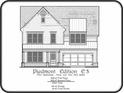 Exterior elevation blueprint of a two-story home with a two car garage and covered entry at 2471 Reed Se St, Smyrna, GA 30080