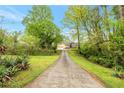 Long driveway leading to a charming home surrounded by mature trees and lush landscaping at 4050 Old Fairburn Rd, Atlanta, GA 30349