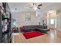 Bright living room features vaulted ceilings, hardwood floors, and modern decor at 3130 Jorden Crest Ct, Lawrenceville, GA 30044