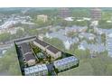 Aerial view highlighting the community layout, amenities, and surrounding greenery of the property at 3481 Landen Pine Ne Ct, Atlanta, GA 30305
