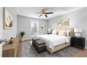 Cozy bedroom with soft lighting, ceiling fan, and a comfortable queen-sized bed at 6851 Ne Roswell Rd # C4, Atlanta, GA 30328