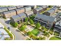 Aerial view of modern townhomes with private back patios and green spaces at 6645 Cortland Walk, Alpharetta, GA 30005