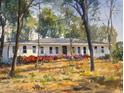 Watercolor rendering of one story home with colorful flower bed at 2729 Ridge Valley Nw Rd, Atlanta, GA 30327