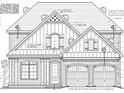 Detailed front elevation blueprint showing the facade of the house at 70 Somerset Hls, Fairburn, GA 30213