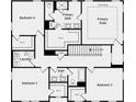 Second floor layout showcasing bedrooms, bathrooms, and a primary suite at 3279 Shirecrest Ln, Dacula, GA 30019