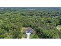 Aerial view of an expansive property showcasing a modern home surrounded by lush, dense forest at 2843 N North Bogan Rd, Buford, GA 30519