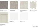 Selection of interior materials, including flooring, carpet, tile backsplash, countertops, and cabinet samples at 3248 Shirecrest Ln, Dacula, GA 30019