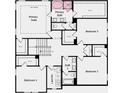Second floor plan featuring a primary suite, three bedrooms and two baths at 3269 Shirecrest Ln, Dacula, GA 30019