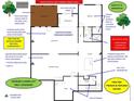 Floor plan with finished basement, media room, guest bedroom, and kitchen with island at 438 Southland Cir, Canton, GA 30115
