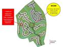 Community map highlighting corner lot location, greenspace, and proximity to amenities and clubhouse at 438 Southland Cir, Canton, GA 30115