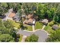 Scenic aerial shot of a cozy home nestled in a lush neighborhood with mature trees and well-manicured lawns at 3050 Woodland Nw Dr, Kennesaw, GA 30152