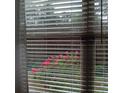Outdoor garden view of flowers through blinds, with bright, natural light at 101 Dewey Rd, Lilburn, GA 30047