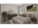 Cozy bedroom featuring a comfortable bed, wooden dresser, and large window with a view at 3178 Birdsong Ave, Covington, GA 30016