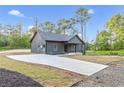 New home boasting a long driveway, modern design, gray siding, and well manicured lawn at 60 Wheeler Lake Path, Dallas, GA 30157