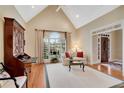 Bright living room with vaulted ceilings, a large window, and stylish furnishings at 350 Declaire Ne Way, Marietta, GA 30067