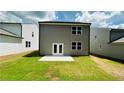 Newly built backyard featuring a concrete patio and lush green lawn at 4495 Buttonwood Ln, Lilburn, GA 30047