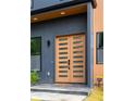 Close-up of the home's front entrance, highlighting the modern double doors with glass panels at 104 Meldon Ave, Atlanta, GA 30315