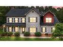 Dusk view of a charming two-story home featuring a brick facade and mature landscaping at 117 Constance Dr, Locust Grove, GA 30248