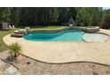 Beautiful backyard pool with a sandy beach entry, spa, and mature trees for privacy at 440 Scott Farm Dr, Powder Springs, GA 30127