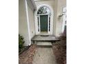 Close up of a front door with arched window feature, and stone steps at 1167 Drewsbury Ct, Smyrna, GA 30080
