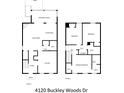 Layout of the home's two floors featuring bedrooms, bathrooms, living spaces, and kitchen at 4120 Buckley Woods Dr, Norcross, GA 30093