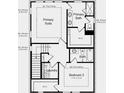 Upstairs floorplan featuring primary suite, two full baths, second bedroom, and laundry room at 210 Maycrest Path, Tucker, GA 30084