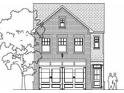 Blueprint of a home with a brick facade, two-car garage, and detailed window and door placement at 1954 William Glen St, Dacula, GA 30019
