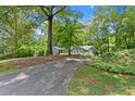 View of the long driveway leading to a well-maintained home nestled among mature trees at 3770 Clubland Trl, Marietta, GA 30068