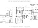 Detailed floor plan showcasing the layout of the main level and basement, including room dimensions and garage space at 2460 Due West Nw Cir, Kennesaw, GA 30152