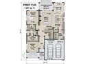 First floor plan showcasing the home layout with kitchen, great room, Primary suite and two car garage at 6821 Phillips Mill Rd, Douglasville, GA 30135