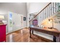 Bright foyer with hardwood floors and staircase at 501 Rabun Ct, Canton, GA 30115