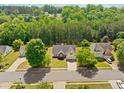 A high aerial view of a charming house nestled in a lush green landscape neighborhood with mature trees at 1835 Patrick Mill, Buford, GA 30518