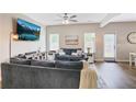 Cozy living room features a comfortable couch, large television, and an abundance of natural light at 161 Overlook Cir, Canton, GA 30115