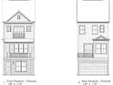 Front and rear elevation sketch of a two story townhouse at 221 Village Overlook # H2, Canton, GA 30114
