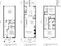 Detailed floor plan of the home featuring three floors with labeled rooms and dimensions at 221 Village Overlook # H2, Canton, GA 30114