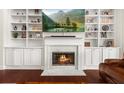 Cozy living room featuring a fireplace with built-in bookshelves and cabinets at 337 Spotted Ridge Cir, Woodstock, GA 30188