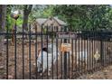 Charming home featuring a fence, goats, and turkey. The sign reads: Buckhead Goats at 3809 Wieuca Ne Rd, Atlanta, GA 30342