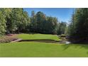 Lush backyard with a well-maintained golf lawn and a small creek, providing a serene and picturesque setting at 5040 Harrington Rd, Johns Creek, GA 30022