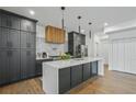 Stylish kitchen featuring a large center island, stainless steel appliances, and sleek gray cabinetry at 2809 Glenwood Se Ave, Atlanta, GA 30317