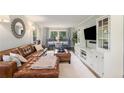 Bright living room with a leather sofa, entertainment center, and large windows, perfect for relaxation and entertainment at 3824 N Cooper Lake Se Rd, Smyrna, GA 30082
